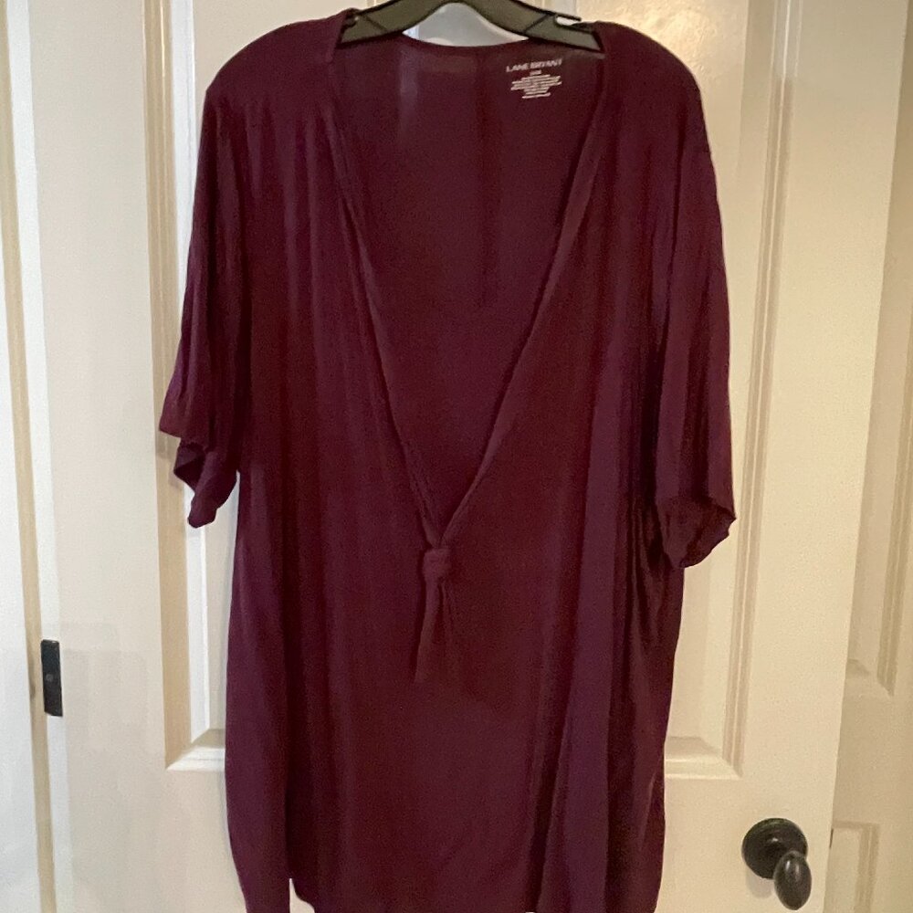Lane Bryant Swing Top with Front Tie, Maroon